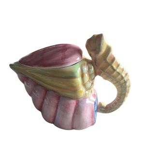 Strata Group Lidded Tea Creamer Coquille Multi Colored Handle Painted